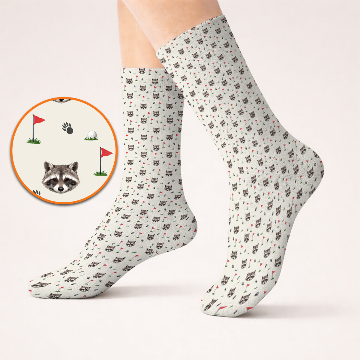 Funny Raccoon Golf Socks, Raccoon Pattern Golf Sock, Golf Gift For Golfers