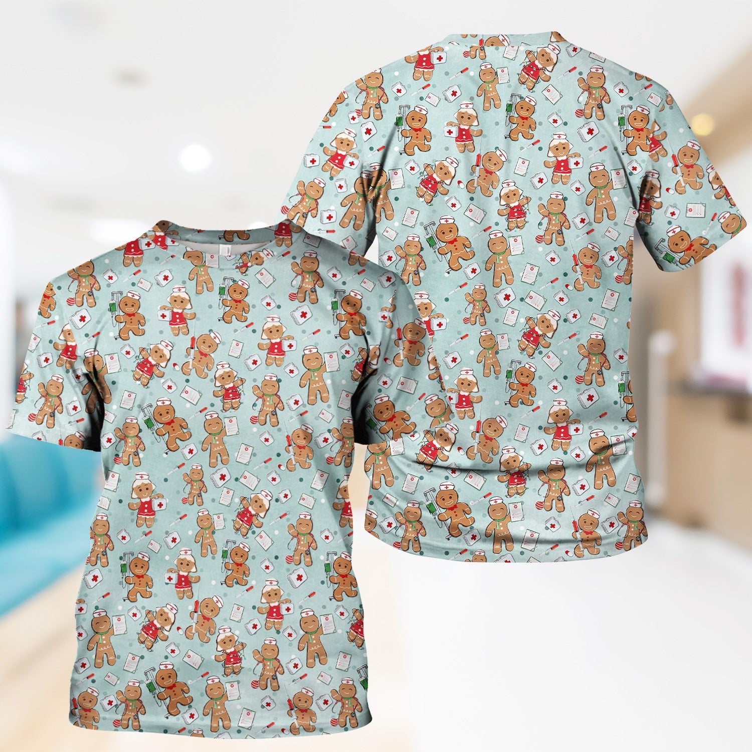 Funny Christmas Shirt for Nurses - Cute Gingerbread Cookies with Syringe Graphic Tee - Gift for Women RN LPN & Pediatric Nurses