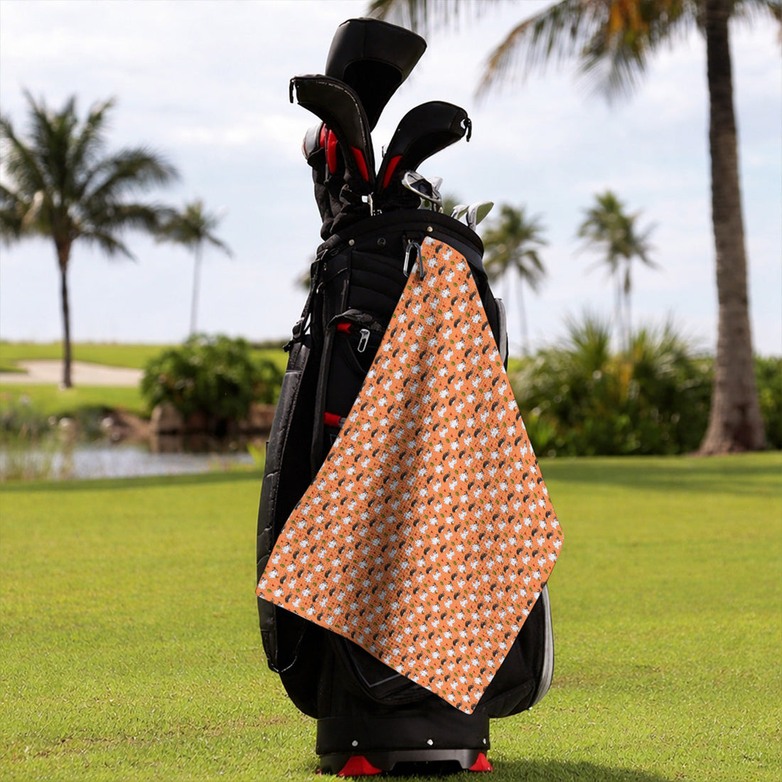 Cute Ghost Golf Towels, Halloween Pattern Golf Towel, Trick or Treat Golf Gift For Golfer