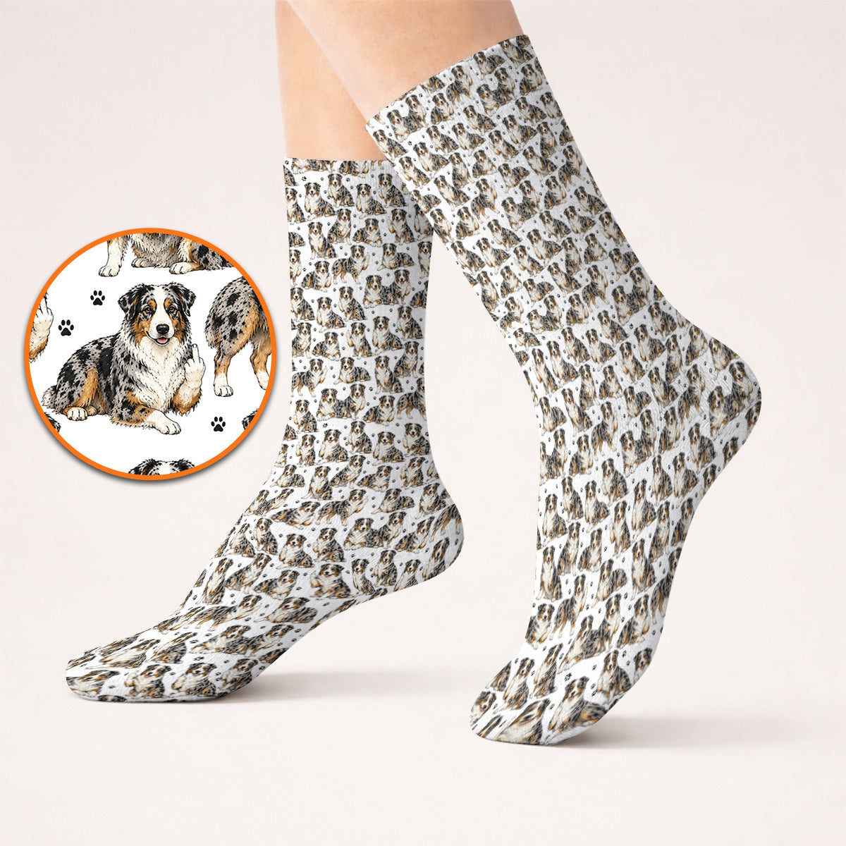 Australian Shepherd Golf Sock, Funny Blue Merle Aussie Pattern Golf Socks, Golf Gift For Golfer