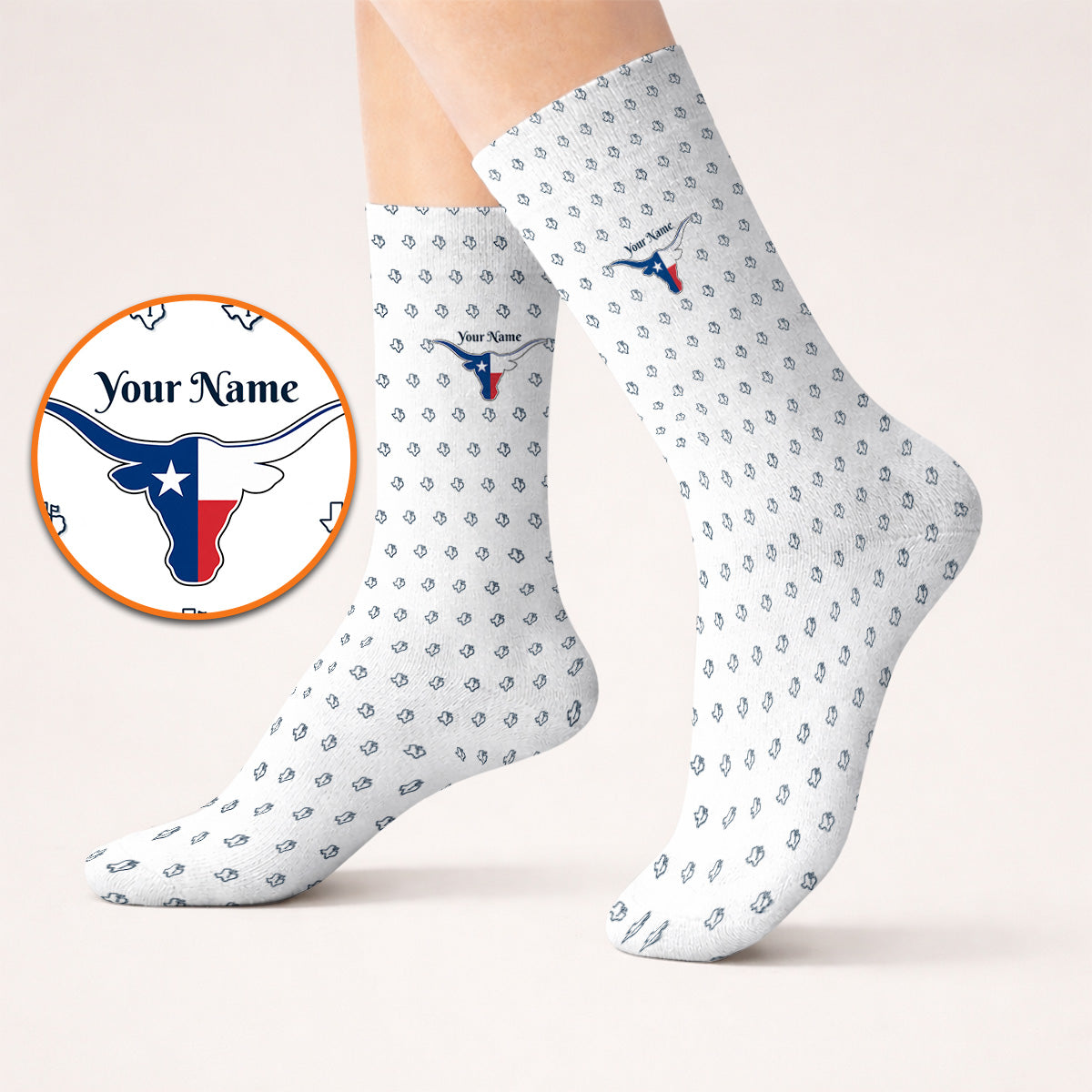 Personalized Texas Longhorn Golf Socks, Texas Pattern Golf Sock, Unique Texas Golf Gift For Golfer