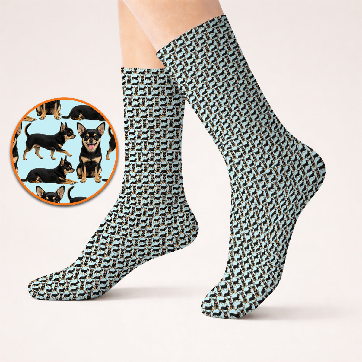 Funny Black Chihuahua Golf Sock, Cute Chihuahua Golf Pattern Socks, Dog Lovers Golf Gift For Golfer