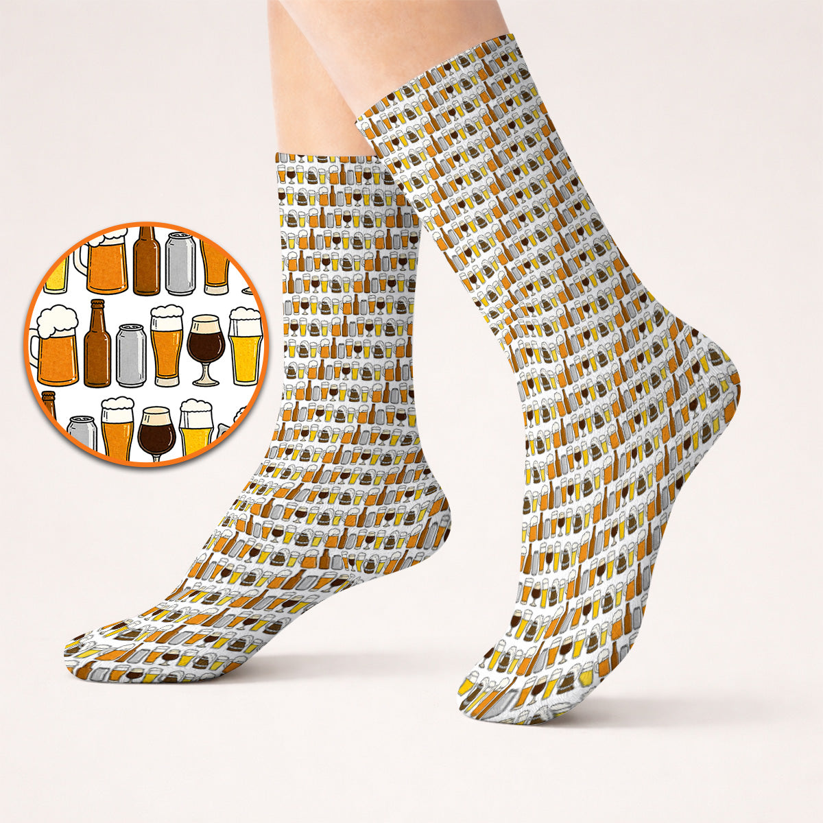 Beer Pattern Golf Socks, Funny Beer Lover Golf Sock, Golf Gift For Beer Lovers
