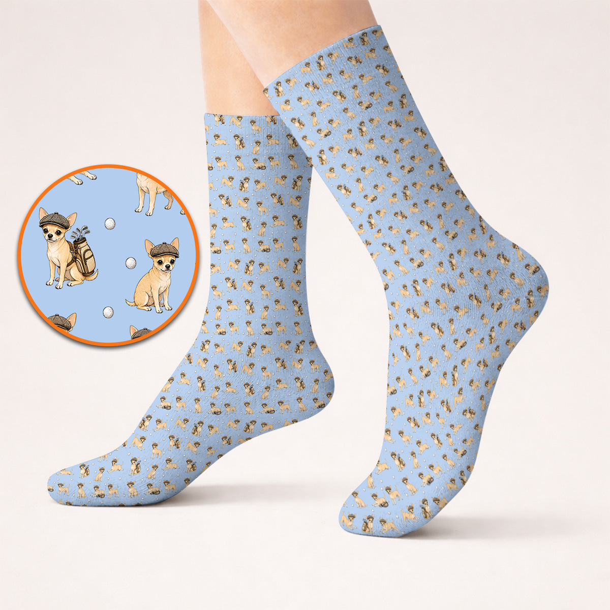 Funny Chihuahua Golf Socks, Cute Chihuahua Pattern Golf Sock for Dog Lovers, Golf Gift For Golfer