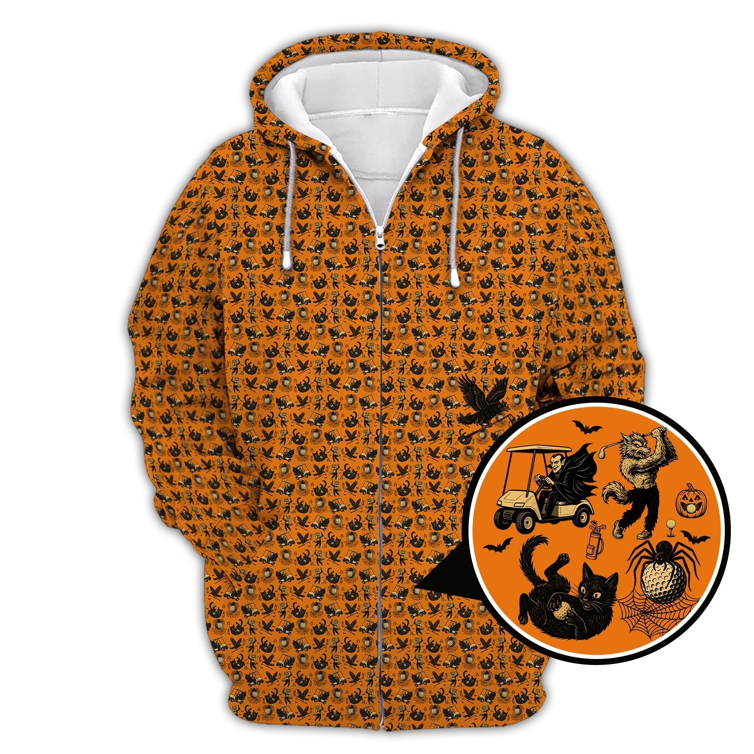 Funny Pattern Golf Shirt, Halloween Golf Shirt For Golfer, Golf Gift For Men