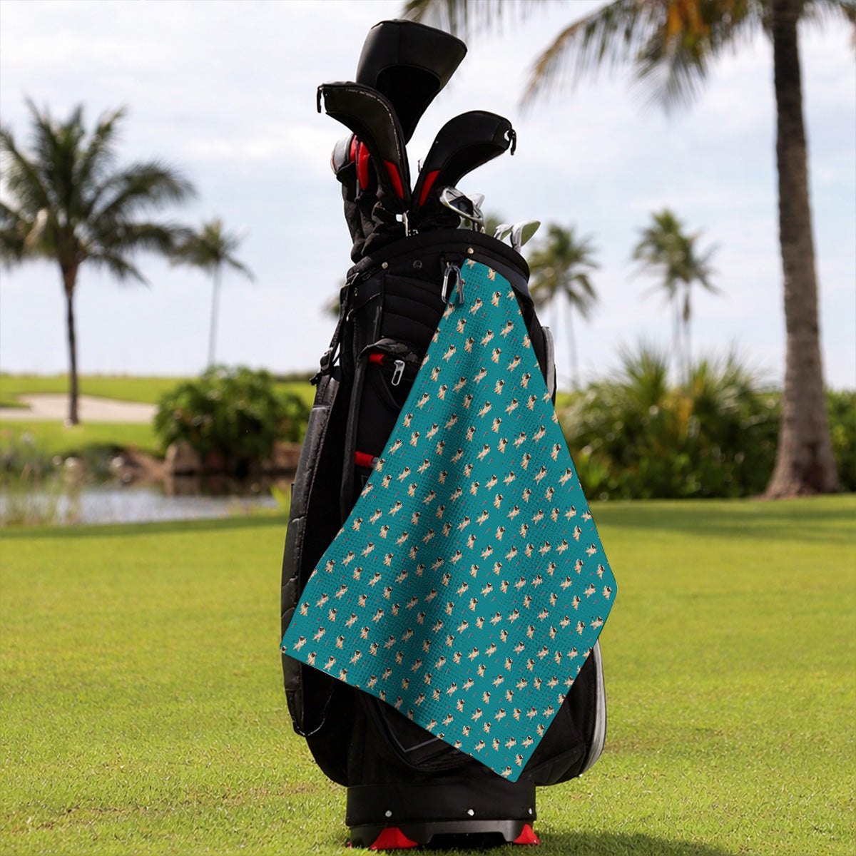 Pug Pattern Golf Towel, Funny Pug Golf Towels, Crazy Golf Gift For Golfer