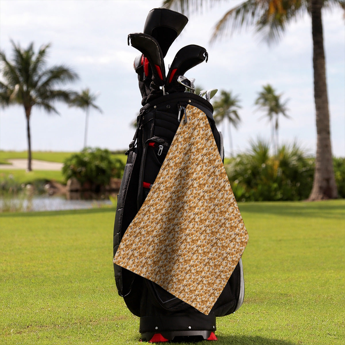 Crazy Corgi Golf Towel, Corgi Pattern Golf Towels, Golf Gift For Golfer