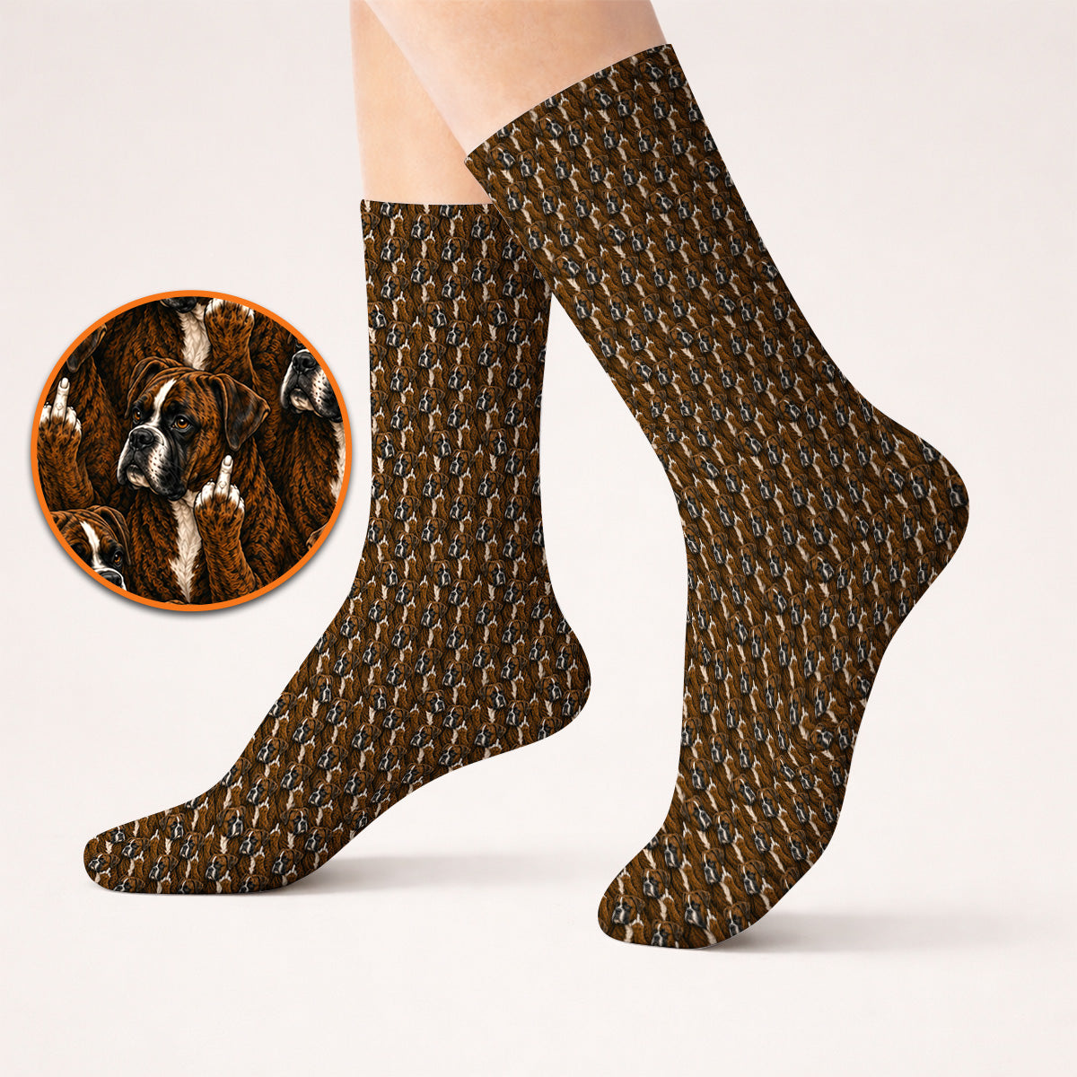 Boxer Middle Finger Golf Socks, Funny Boxer Pattern Golf Sock for Golfer, Golf Gift for Dog Lovers