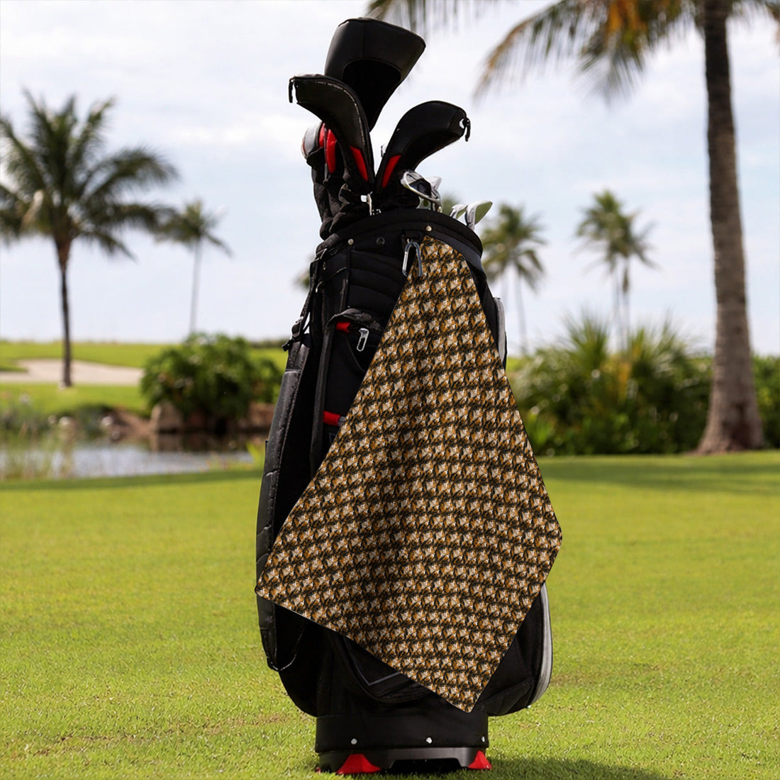 Calico Longhair Cat Golf Towel, Funny Calico Cat Pattern Golf Towels, Golfer Gift for Cat Lovers