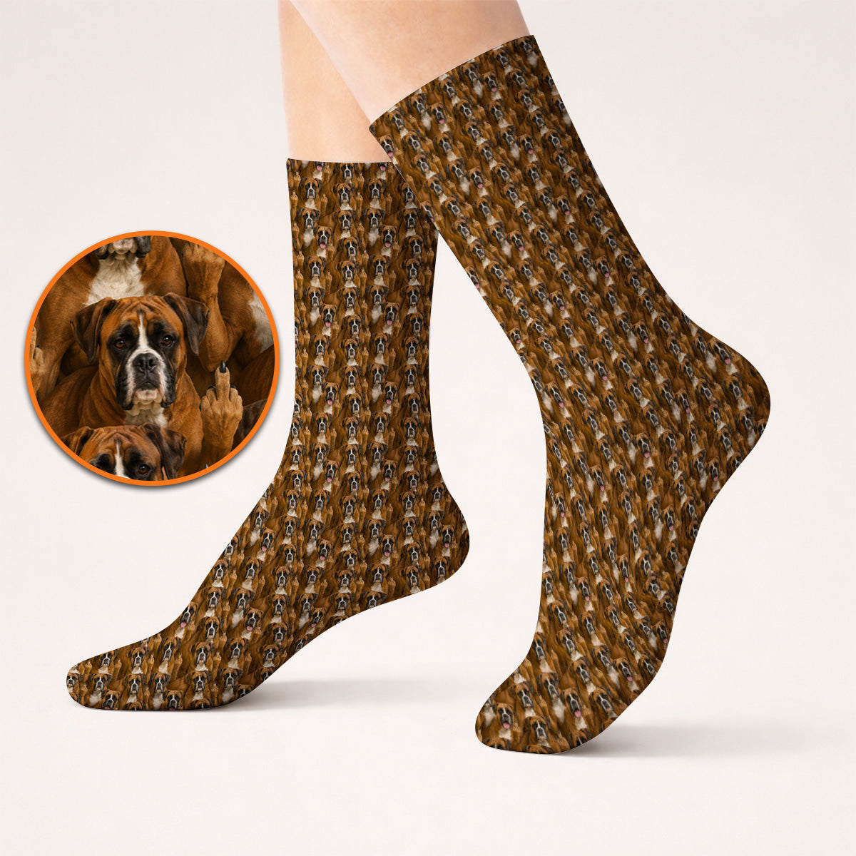 Crazy Boxer Middle Finger Golf Sock, Boxer Pattern Golf Socks for Golfer, Golf Gift for Dog Lovers