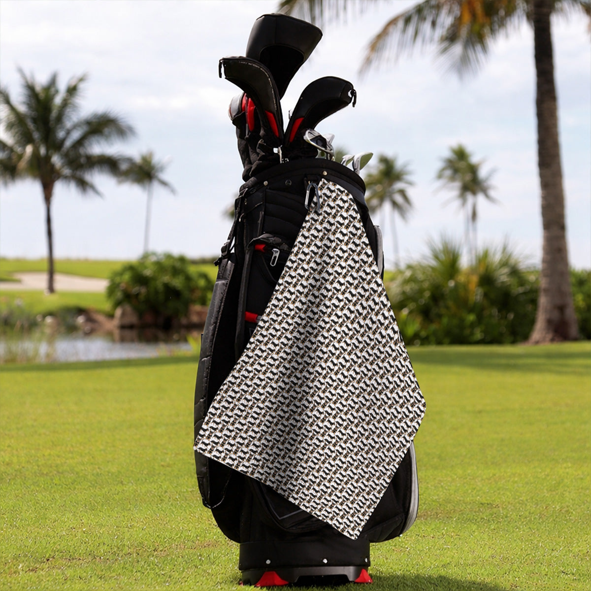 Funny Black Chihuahua Golf Towel, Cute Chihuahua Golf Pattern Towels, Dog Lovers Golf Gift For Golfer