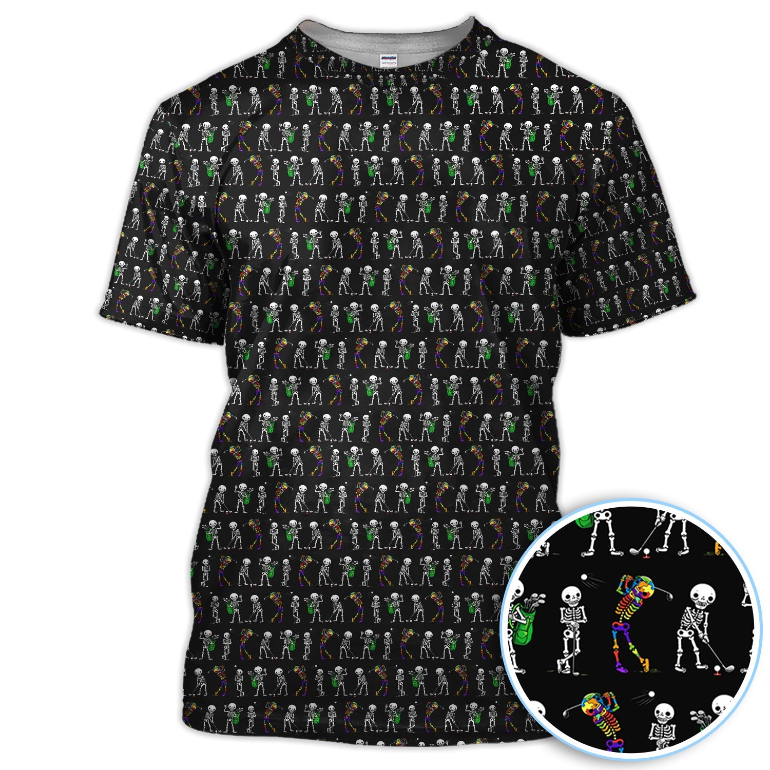 Funny Skeleton Golf Polo Shirt, Skeleton Golfer Pattern Shirt, Golf Lover Halloween Gift