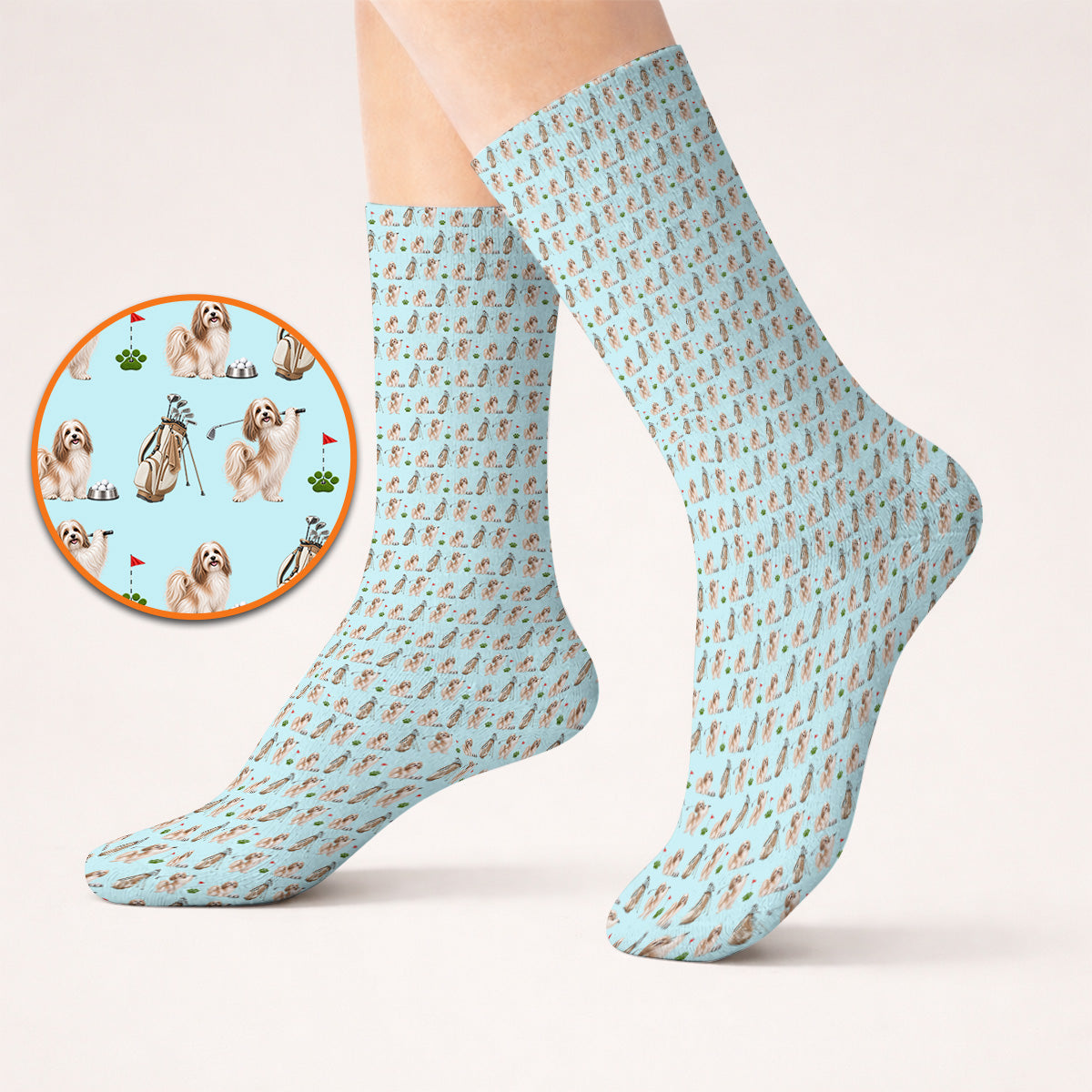 Havanese Golf Socks, Funny Havanese Pattern Golf Sock, Golf Gift For Dog Lovers