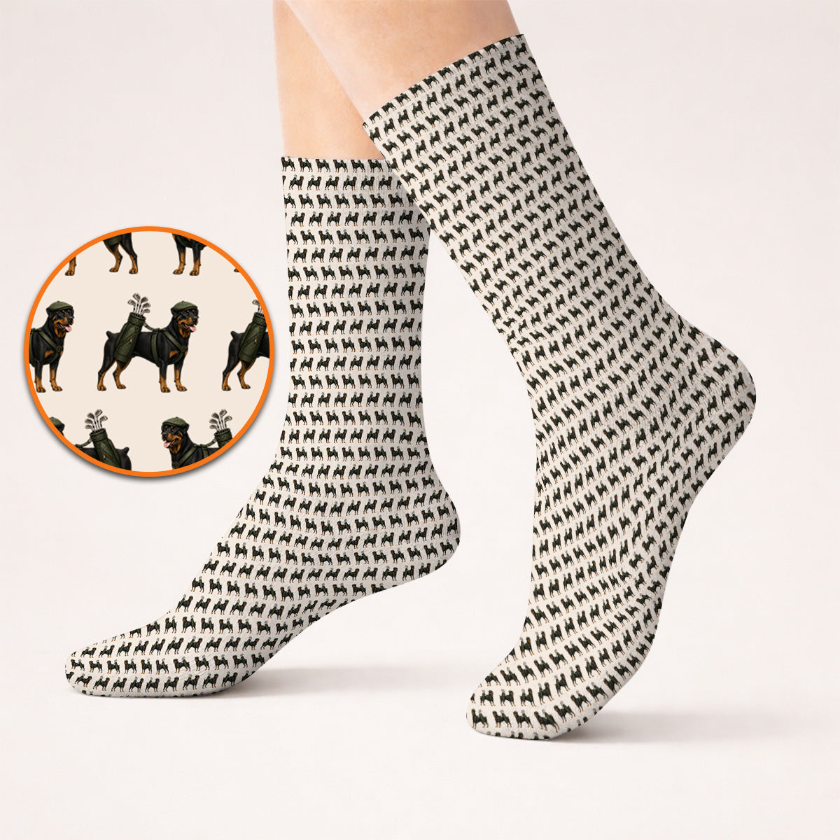 Rottweiler Golf Socks, Rottweiler Dog Golf Pattern Sock, Crazy Golf Gift For Golfer