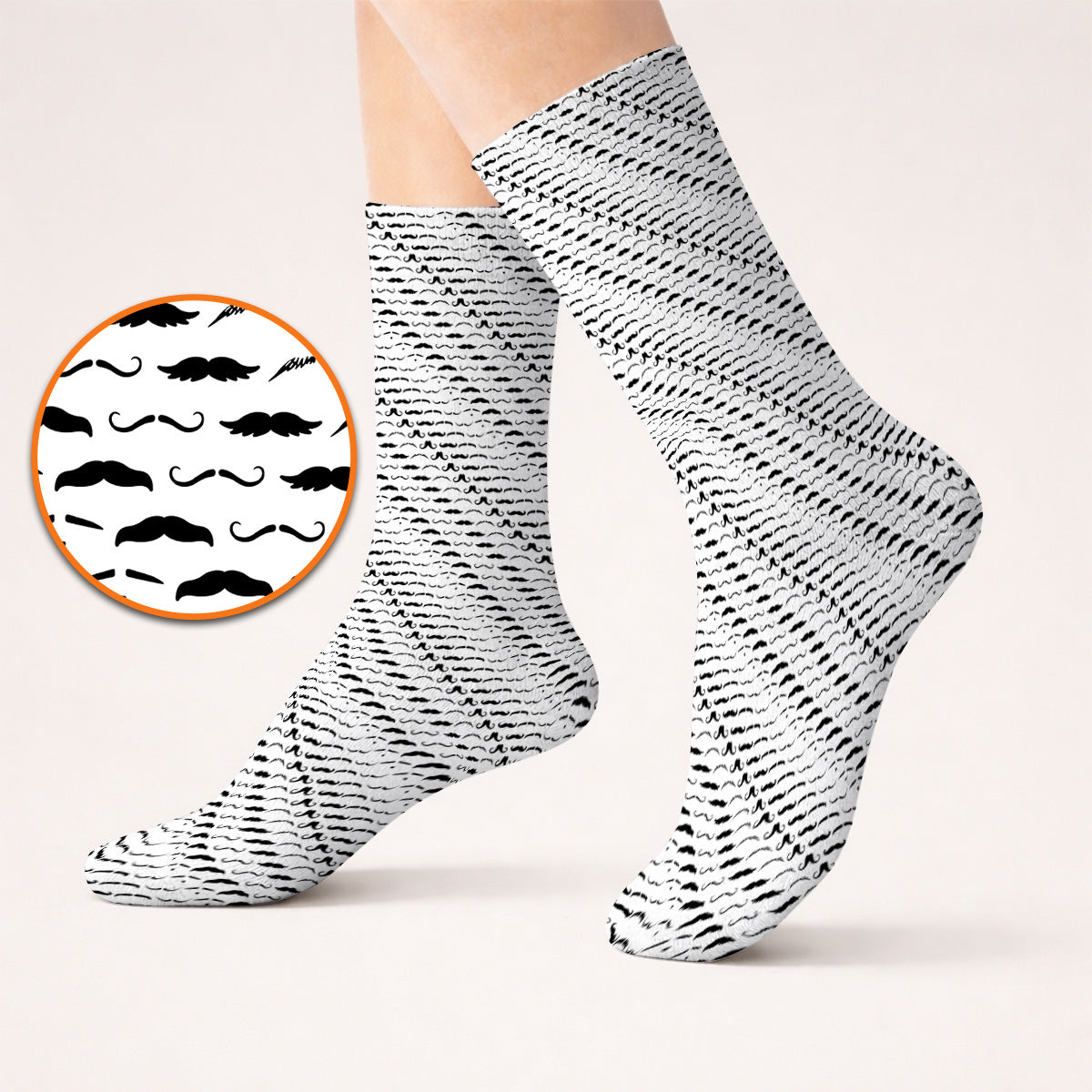 Funny Mustache Golf Socks, Movember Pattern Golf Sock, Golf Gift for Golfers