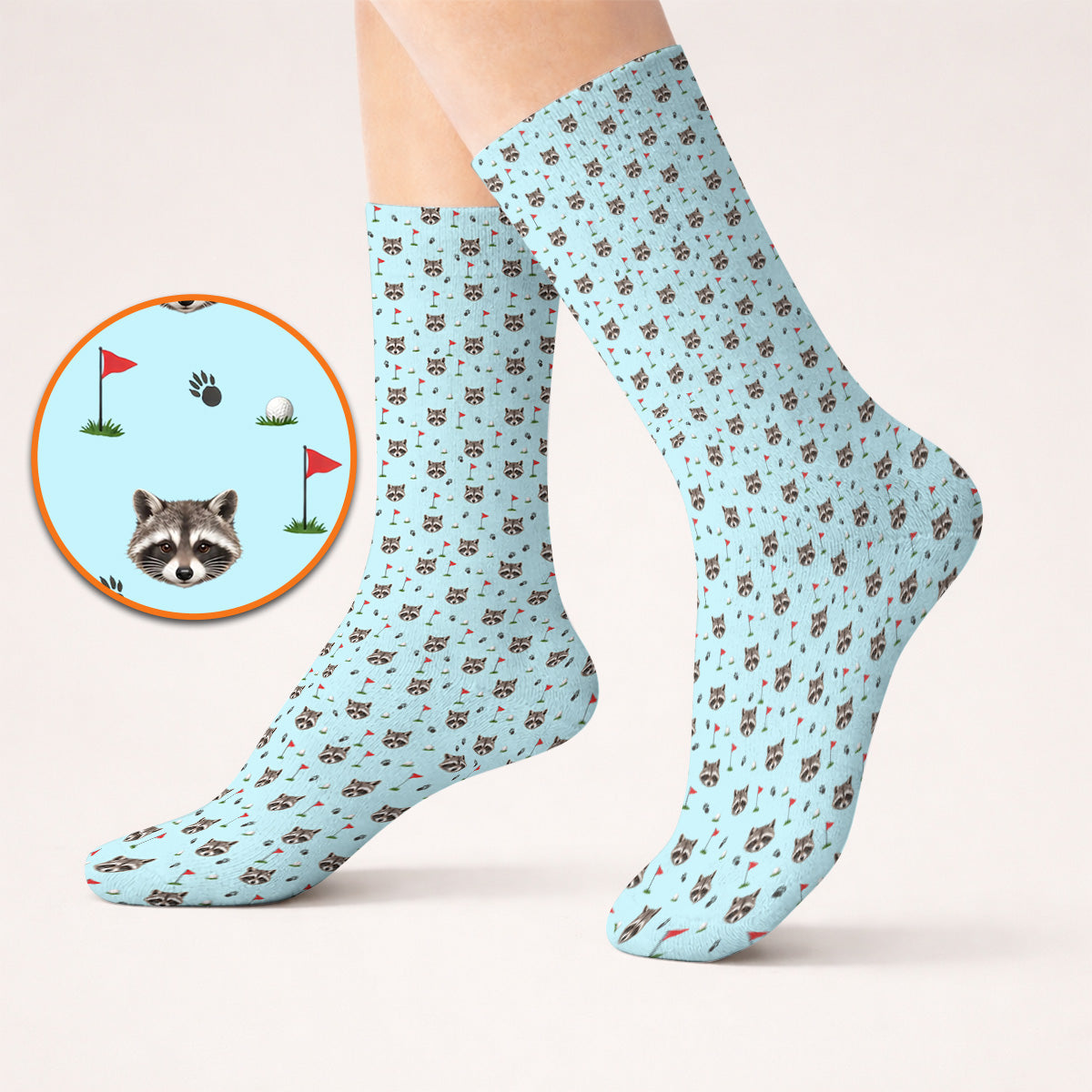 Funny Raccoon Golf Socks, Raccoon Pattern Golf Sock, Golf Gift For Golfers