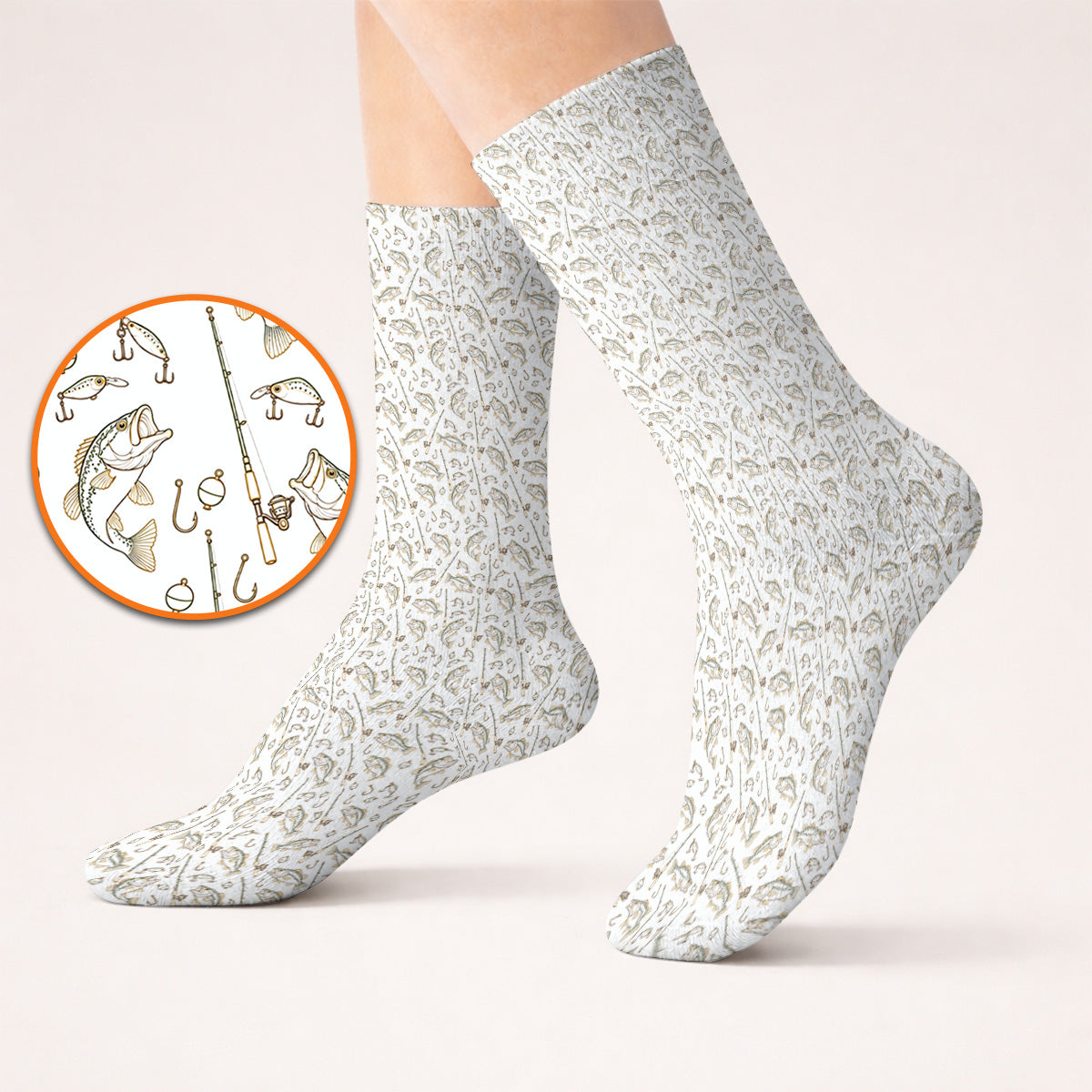 Vintage Bass Fishing Golf Socks, Fishing Lure & Rod Patterm Golf Sock, Golf Apparel Gift For Golfer