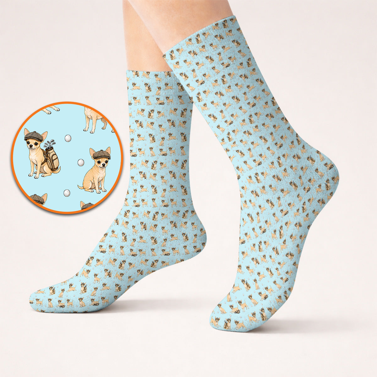 Funny Chihuahua Golf Socks, Cute Chihuahua Pattern Golf Sock for Dog Lovers, Golf Gift For Golfer