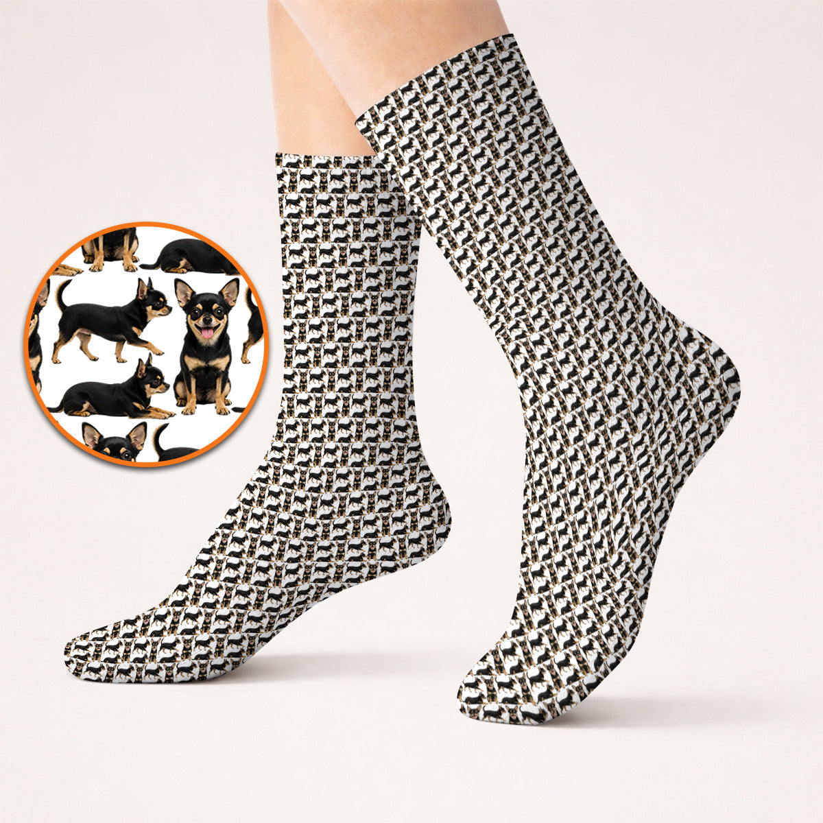 Funny Black Chihuahua Golf Sock, Cute Chihuahua Golf Pattern Socks, Dog Lovers Golf Gift For Golfer