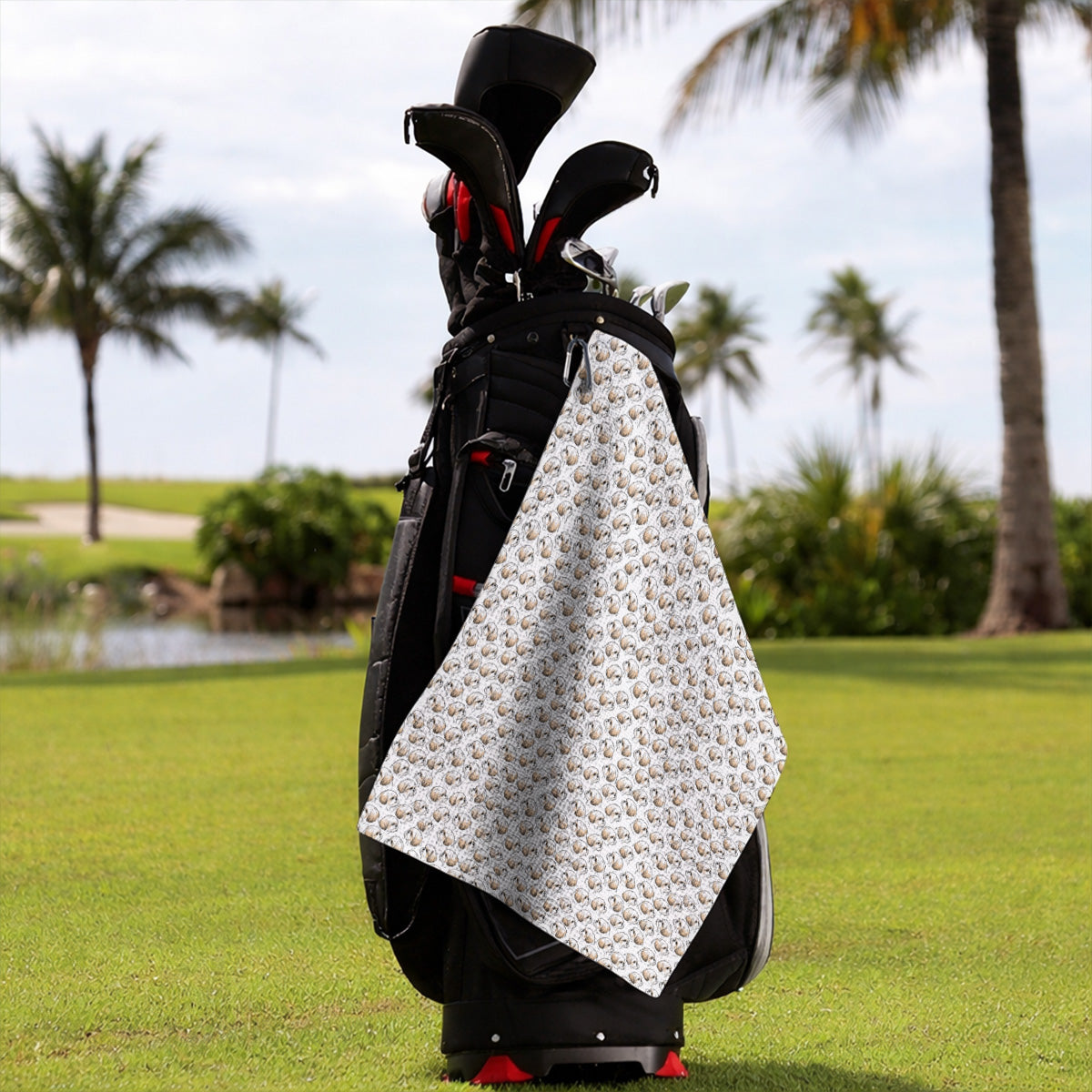Shih Tzu Golf Towel, Cute Shih Tzu Pattern Golf Towel, Crazy Golf Gift For Dog Lover