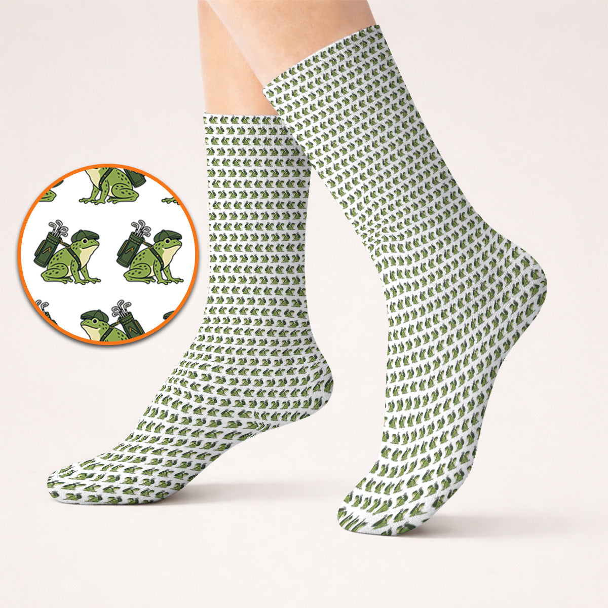 Funny Frog Golf Socks, Cute Frog Pattern Golf Sock, Unique Golf Gift For Golfer