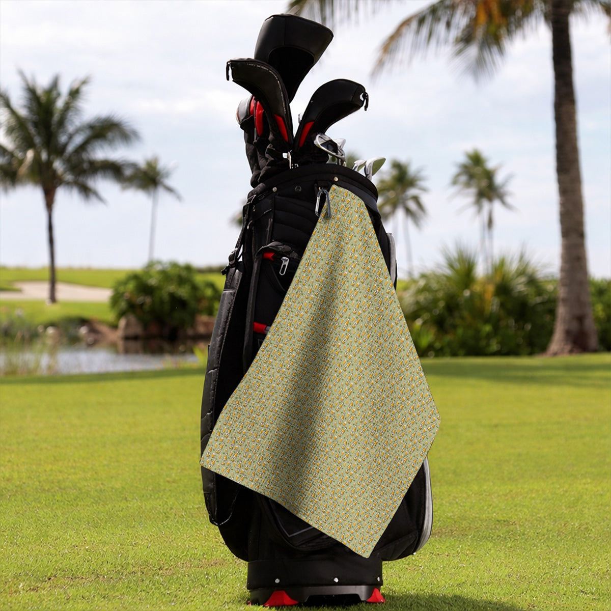 Beer Pattern Golf Towel, Funny Beer Golf Towels, Golf Gift For Beer Lovers