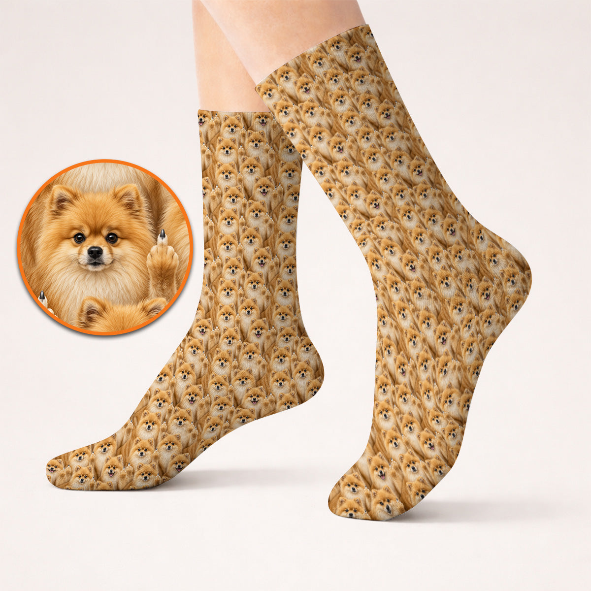 Crazy Pomeranian Pattern Golf Socks, Pomeranian Dog Golf Sock, Golf Gift For Golfer