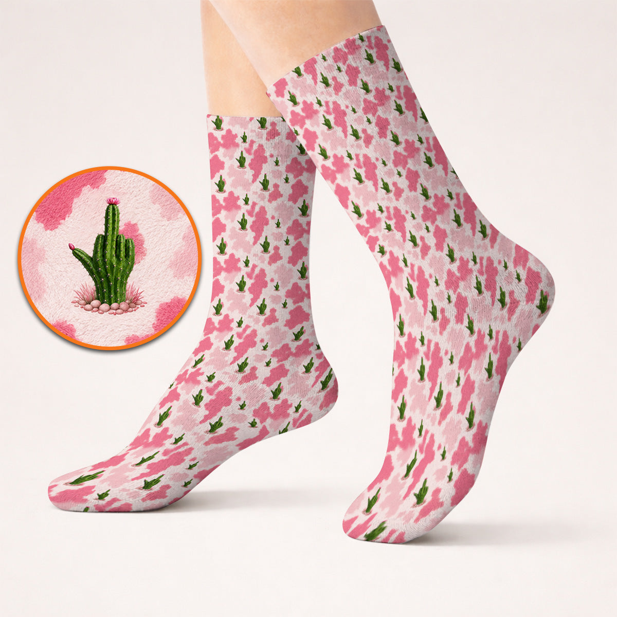 Funny Cowgirl Cactus Golf Socks, Pink Western Pattern Golf Sock, Cute Cowgirl Golf Gift For Golfers