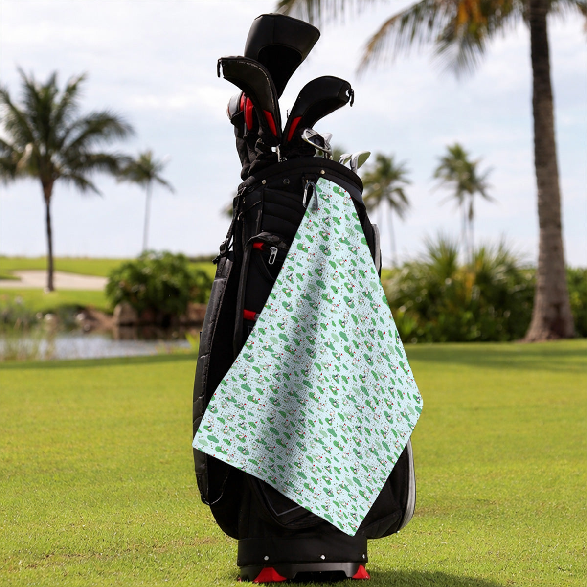 Funny Goose Golf Towels, Playful Golfing Goose Pattern Golf Towels, Golf Gift For Golfers