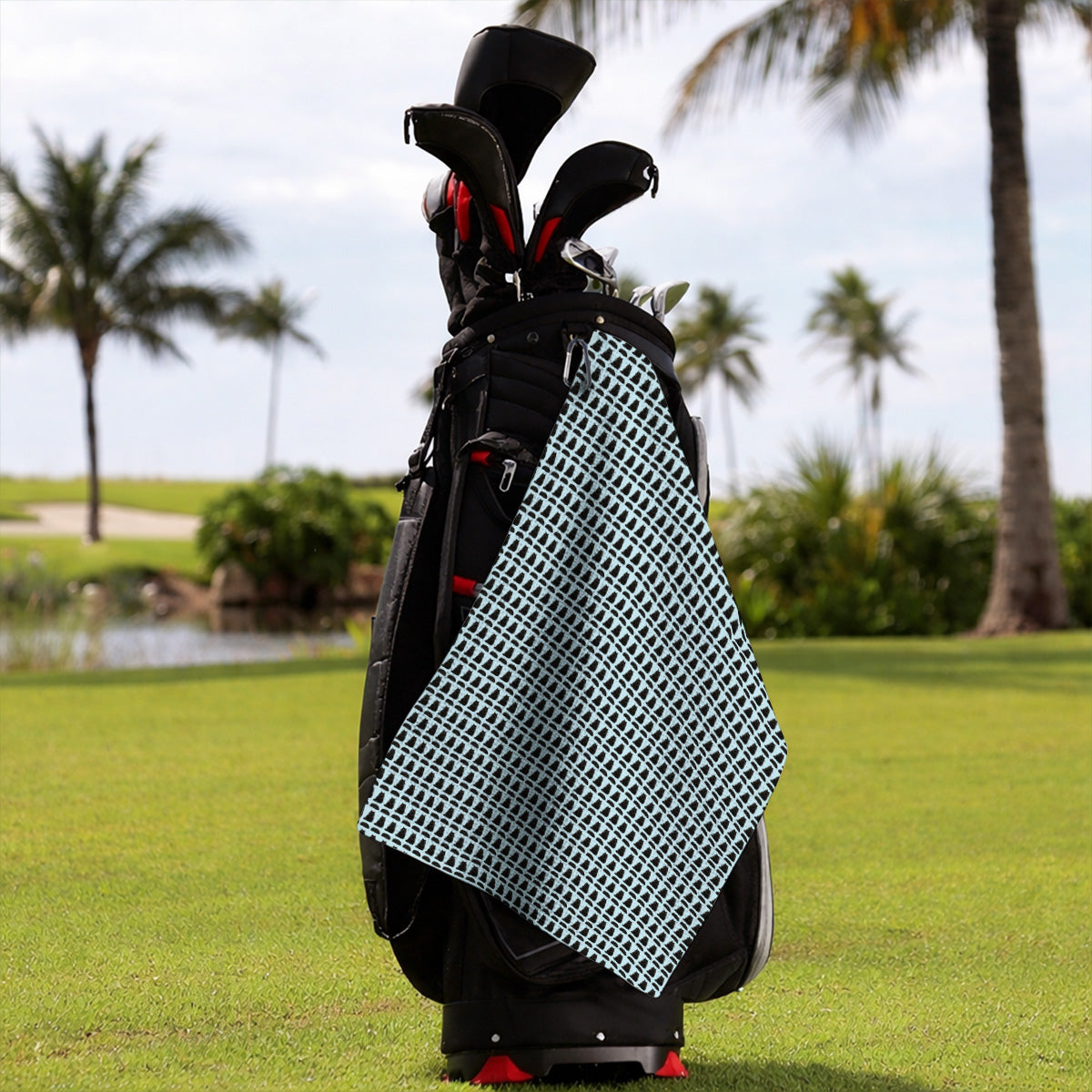 Black Persian Cat Golf Towel, Cute Black Persian Pattern Golf Towels, Golf Gift for Cat Lovers