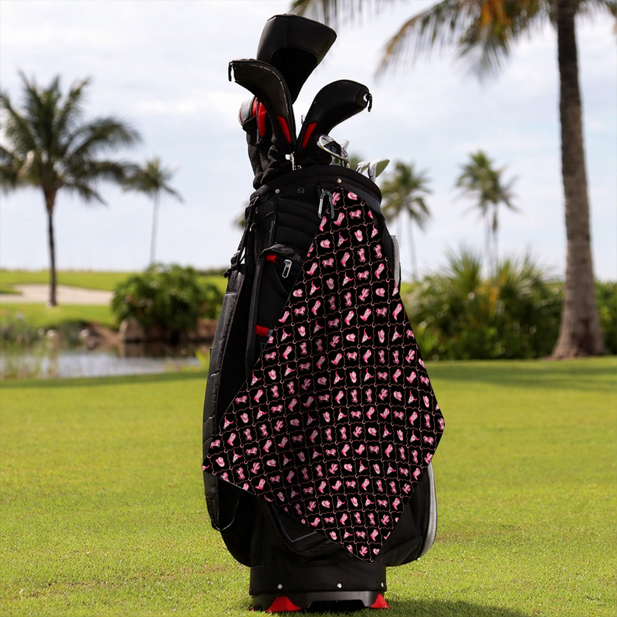 Pink Cowgirl Golf Towels, Western Rodeo Pattern Golf Towel, Funny Golf Gift For Golfers