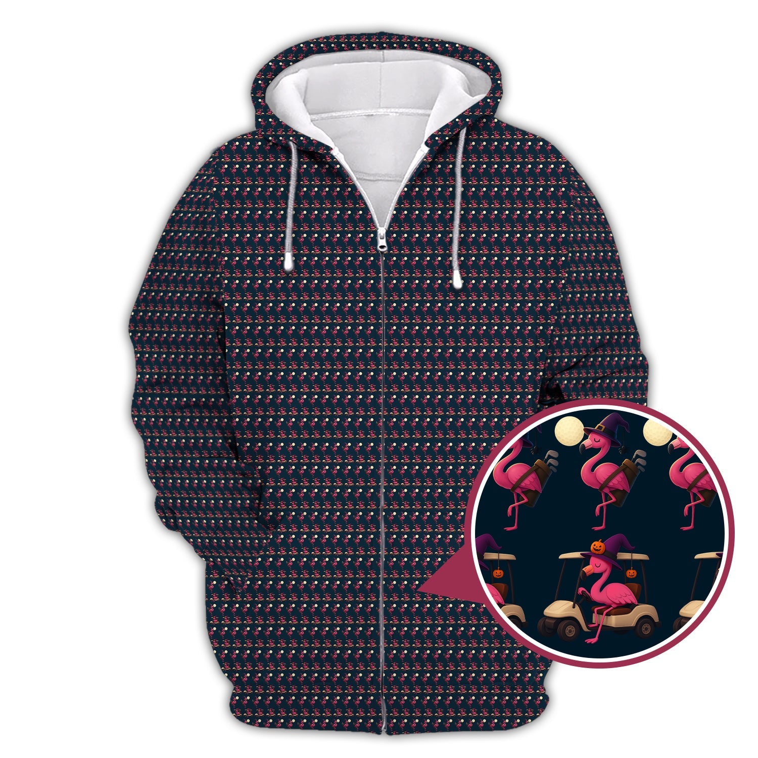 Flamingo Golf Shirt, Halloween Golf Shirt, Funny Pattern Golf Shirt For Golfer