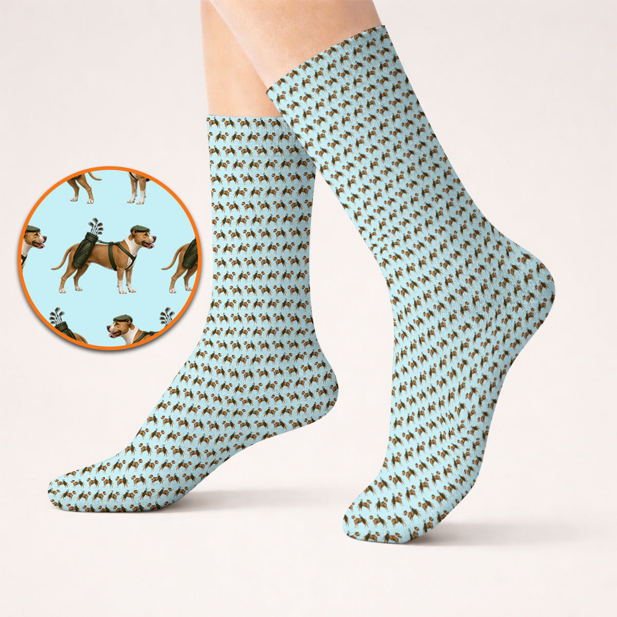 Funny Pit Bull Terrier Golf Socks, Pit Bull Pattern Golf Shirt, Golf Gift for Dog Lovers