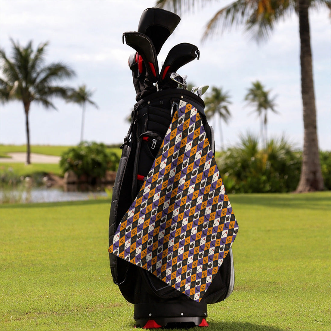 Halloween Pattern Golf Towels, Vintage Halloween Golf Towel For Golfer, Pumpkin Golf Gift for Golf Lovers