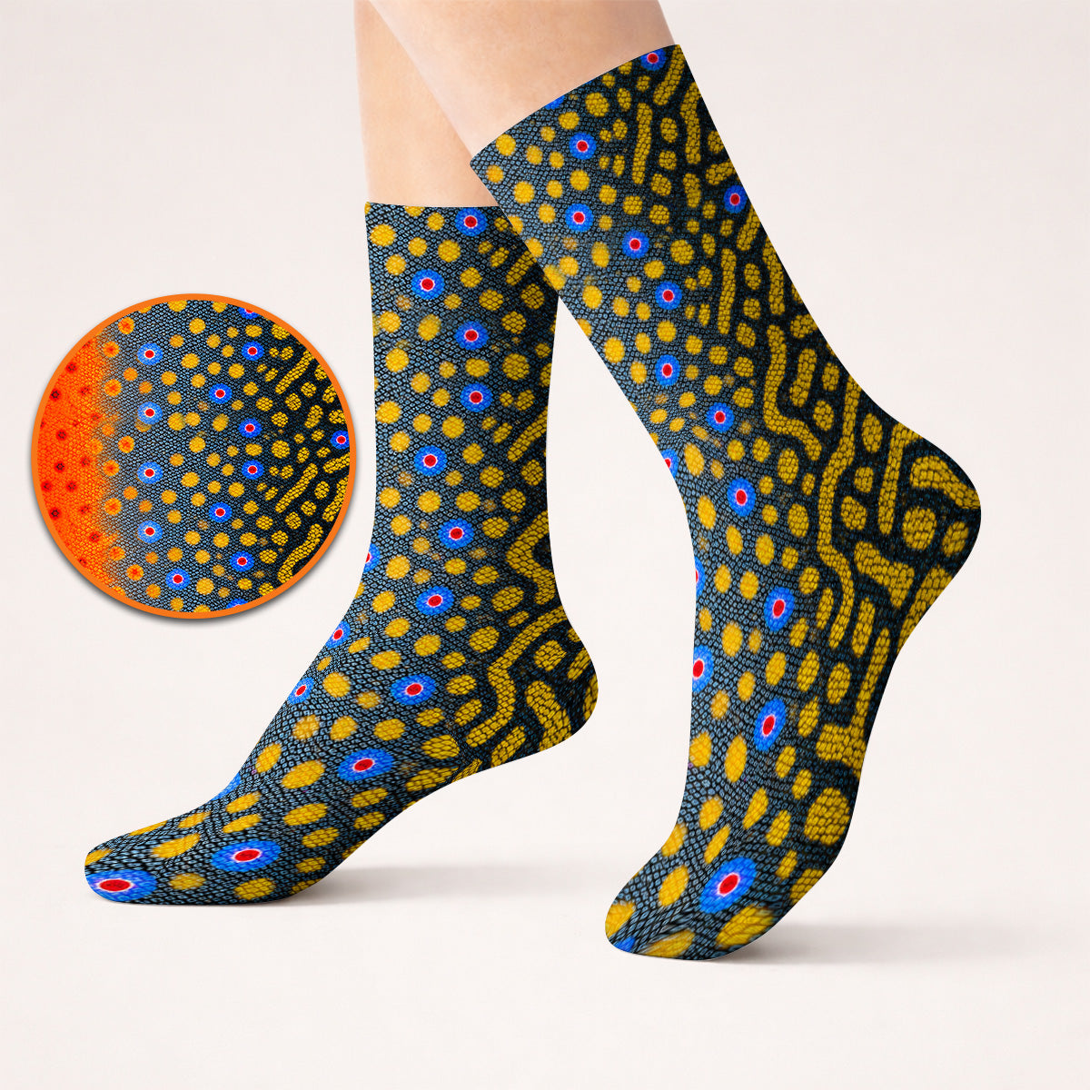 Brook Trout Skin Golf Socks, Vibrant Orange Spotted Fish Scale Pattern Golf Sock, Crazy Golf Gift For Golfers