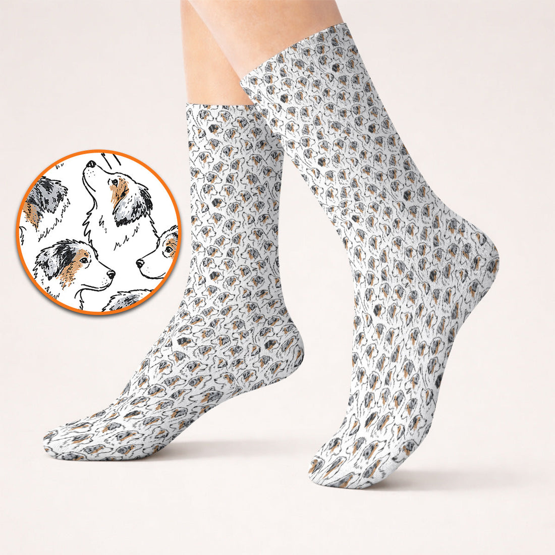 Australian Shepherd Golf Socks, Aussie Dog Pattern Golf Sock, Golf Gift For Golfer