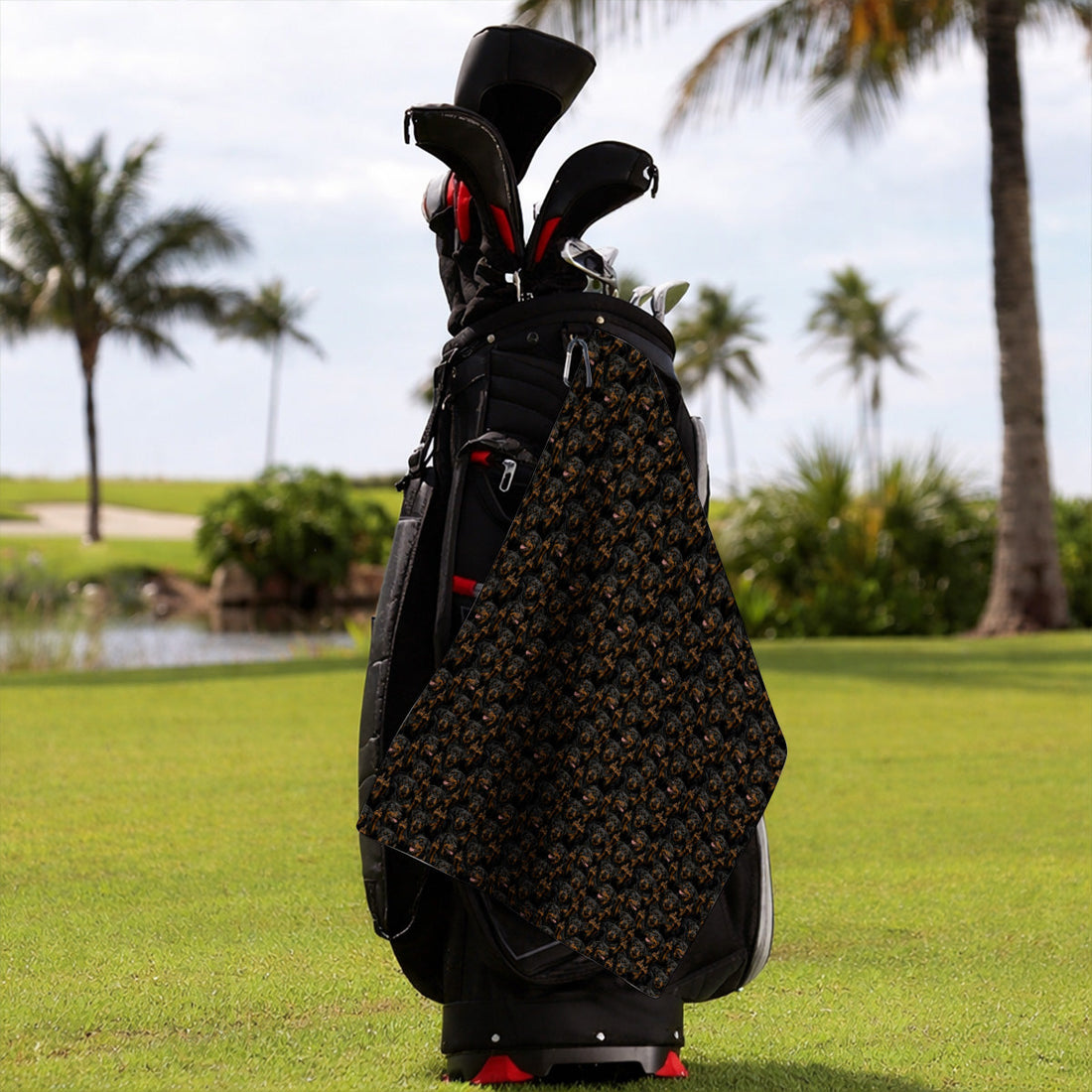 Rottweiler Middle Finger Golf Towel, Funny Rottweiler Pattern Golf Towels, Golf Gift For Golfer