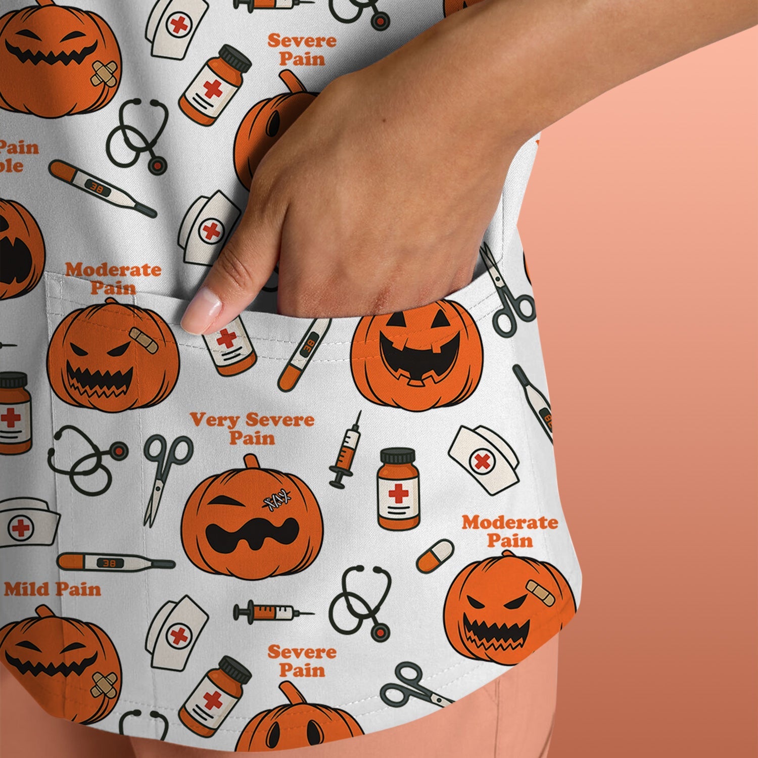 Pumpkin Pain Scale Shirt for Nurse - Halloween Nurse Medical Graphic Tee - Spooky Gift for RN LPN CNA