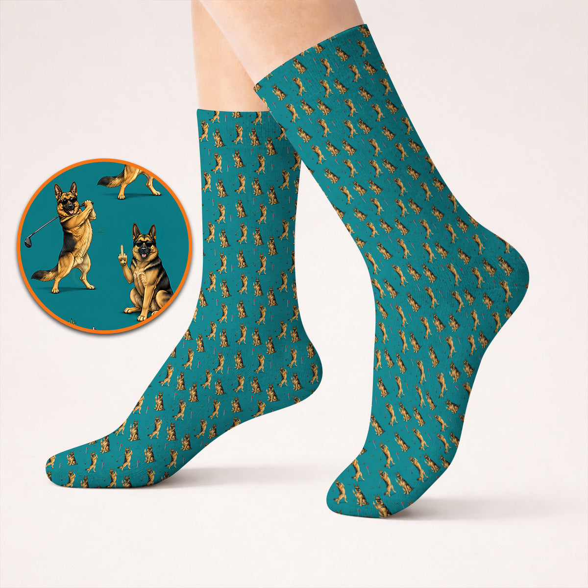 Funny German Shepherd Golf Socks, Dog Lover Pattern Golf Sock, Golf Gift For Golfer