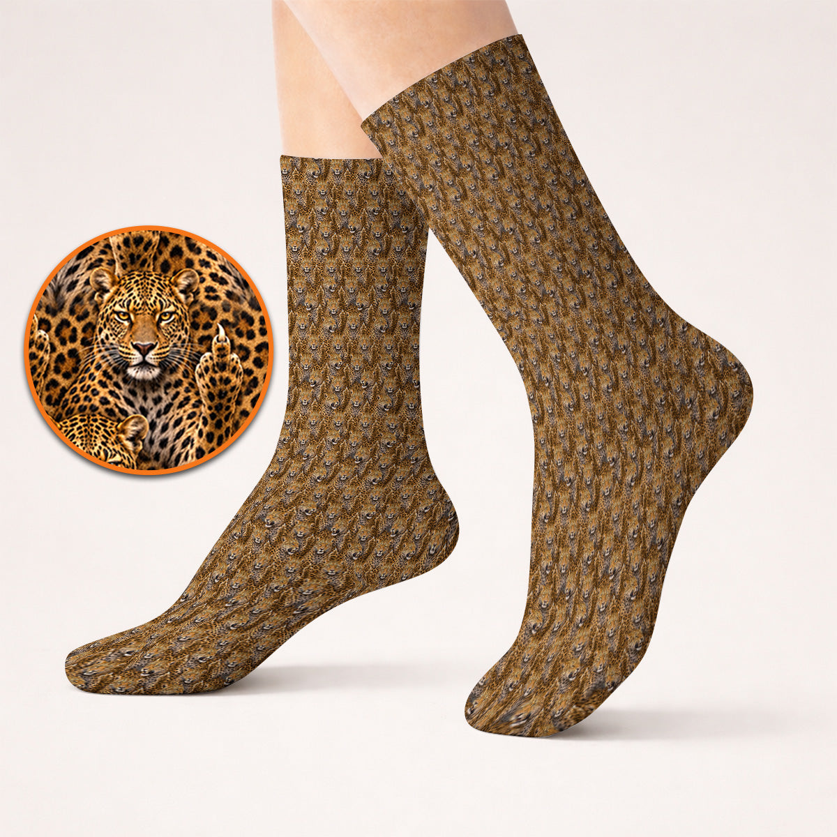 Funny Leopard Golf Socks, Bold Leopard Pattern Golf Sock, Wild Safari Gift For Golf Lovers