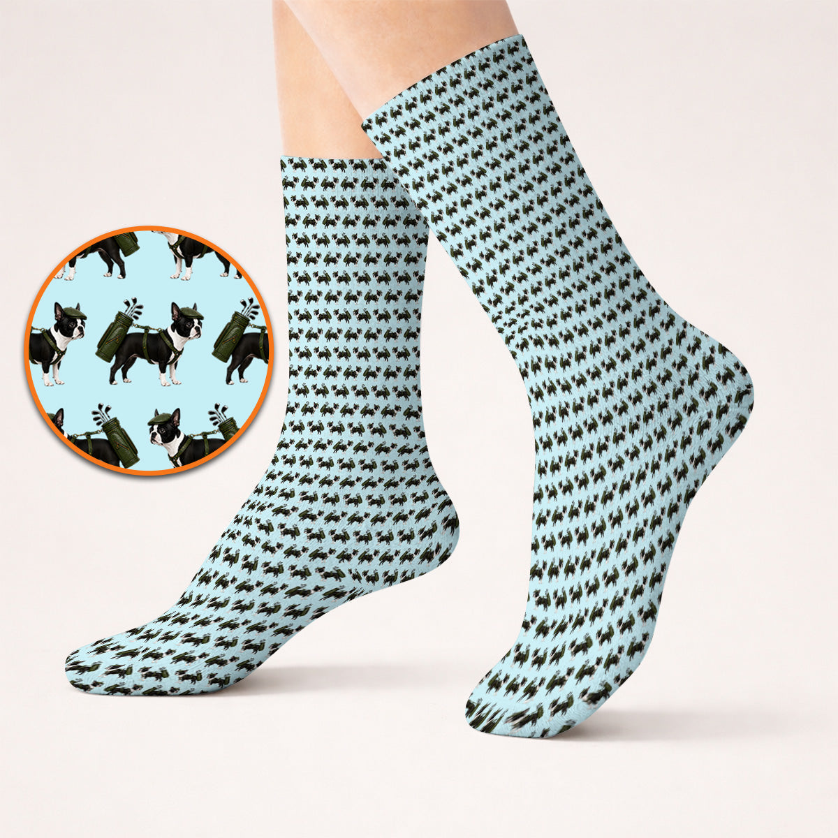 Crazy Boston Terrier Pattern Golf Socks, Boston Terrier Golf Sock, Golf Gift For Golfer