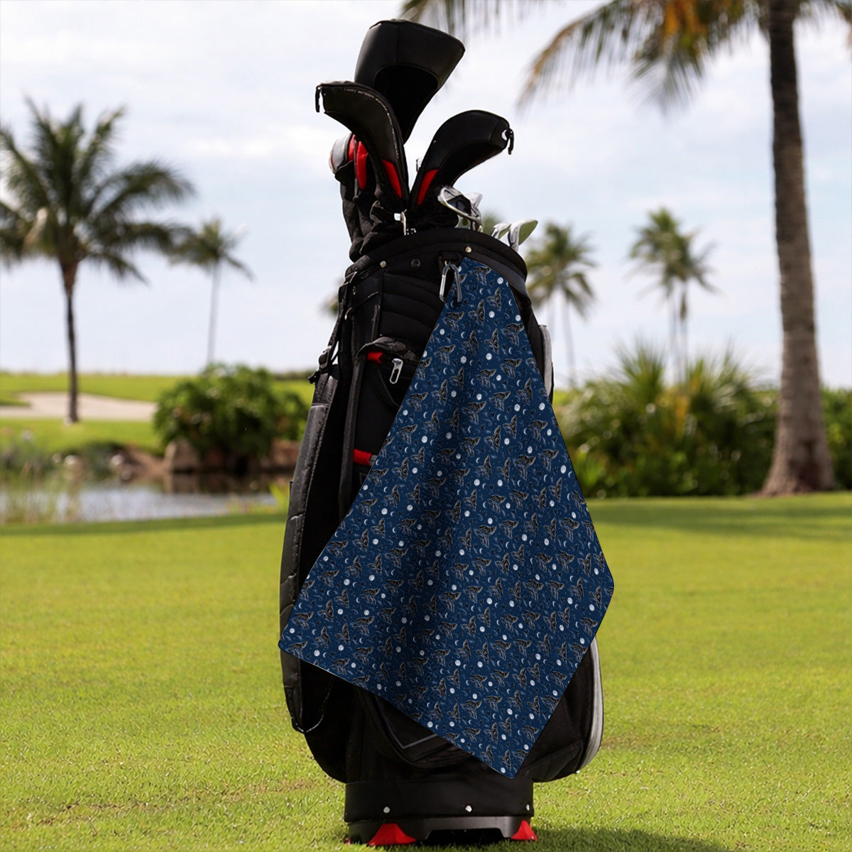 Howling Wolf Golf Towels, Moonlight Wolf Pattern Golf Towel, Crazy Golf Gift for Golfer