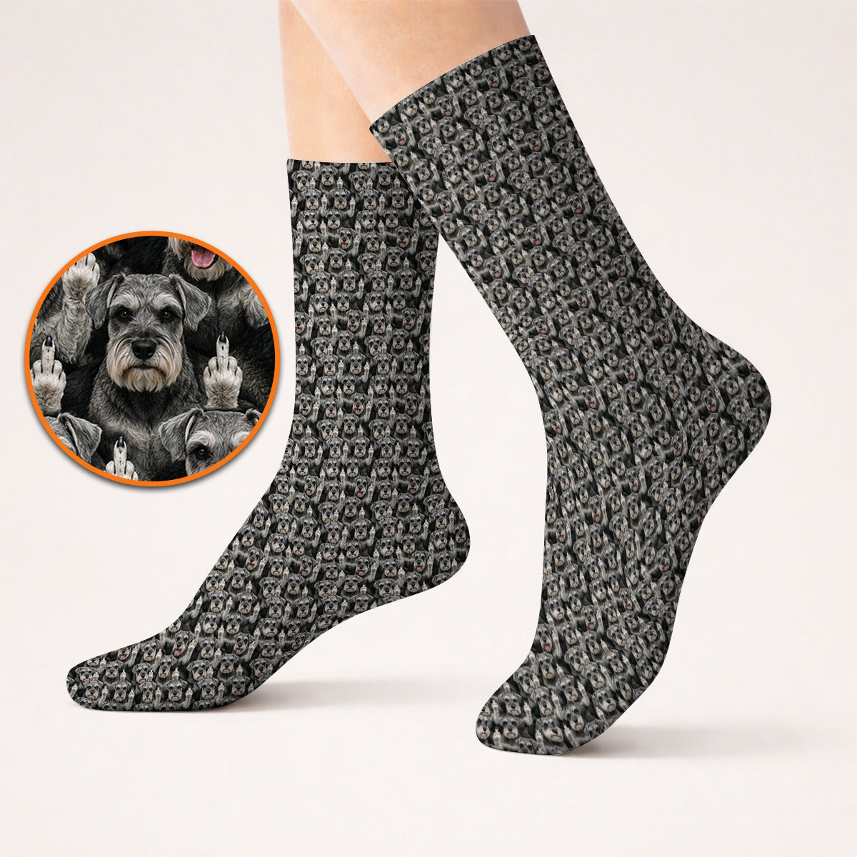 Miniature Schnauzer Middle Finger Golf Socks, Funny Mini Schnauzer Pattern Golf Sock, Golf Gift For Golfer