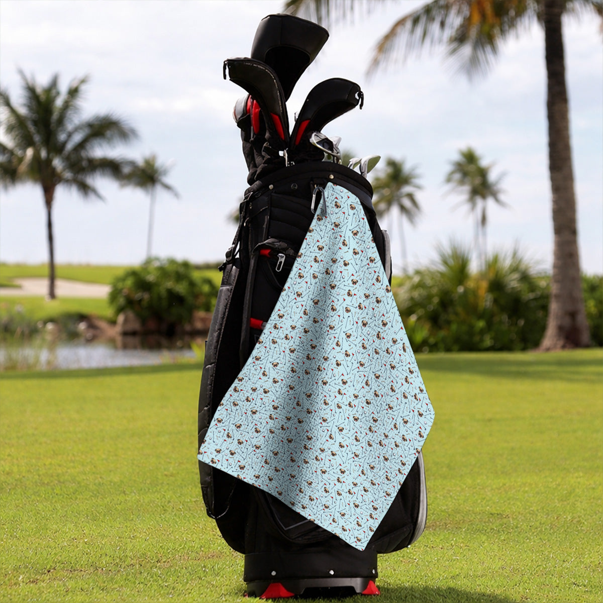 Pug Pattern Golf Towels, Pug Golf Towel For Dog Lovers, Crazy Golf Gift For Golfers