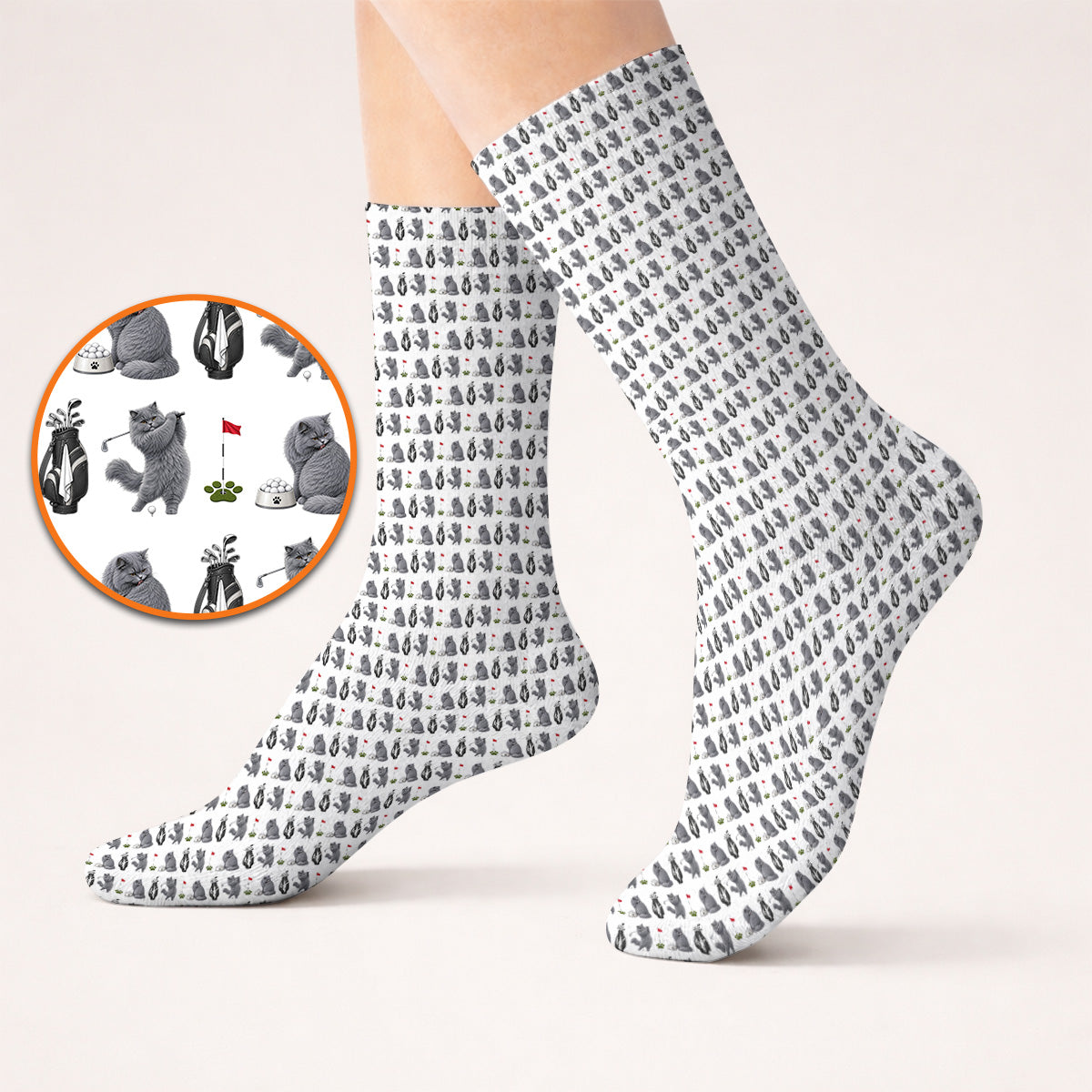 British Shorthair Golf Socks, Cute British Shorthair Pattern Golf Sock, Golf Gift for Cat Lovers