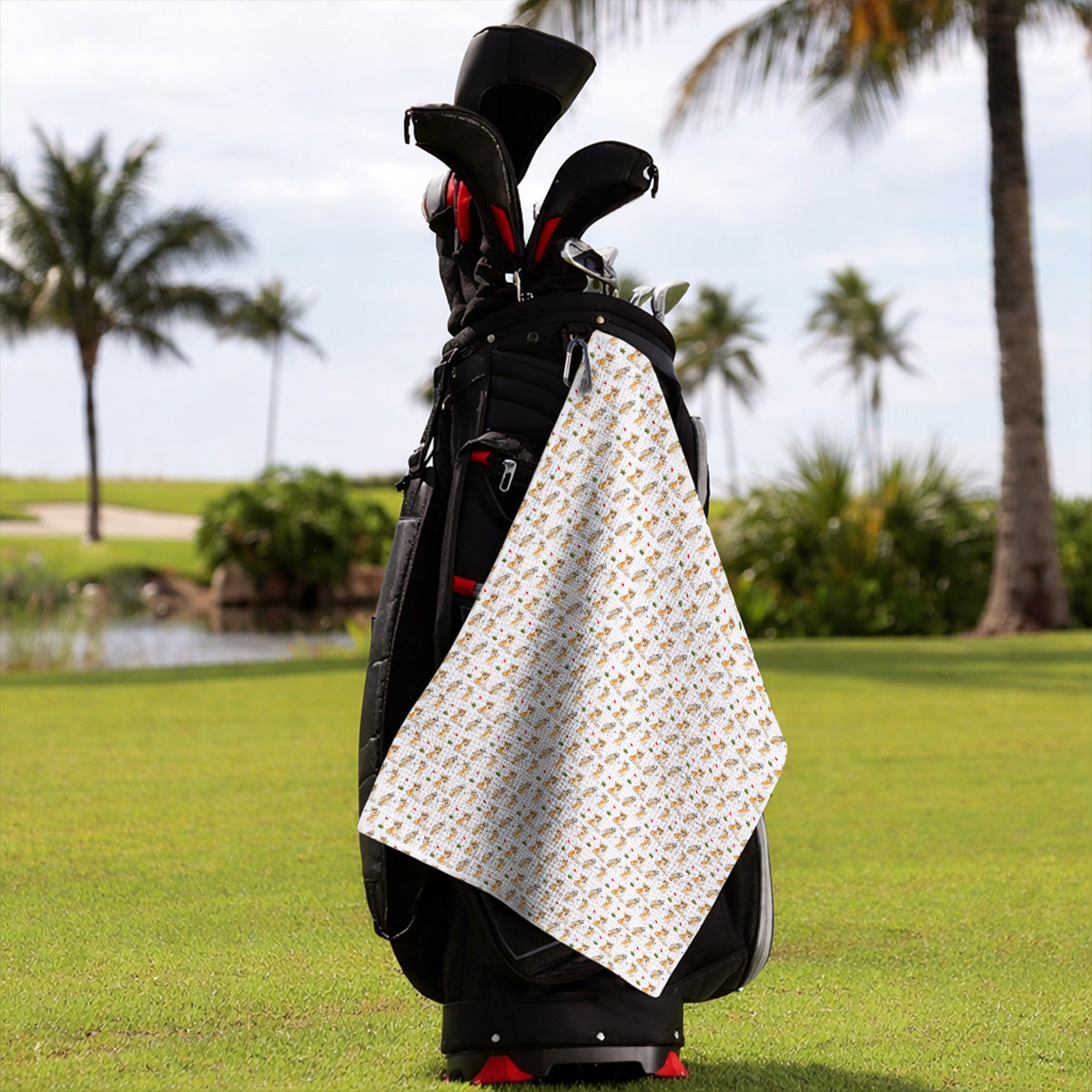 Funny Corgi Golf Towel, Corgi Pattern Golf Towels, Dog Lover Golf Gift