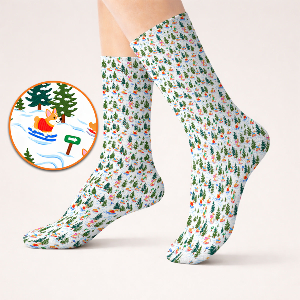 Corgi Christmas Golf Socks, Xmas Corgi Pattern Golf Sock, Funny Golf Gift For Golfers