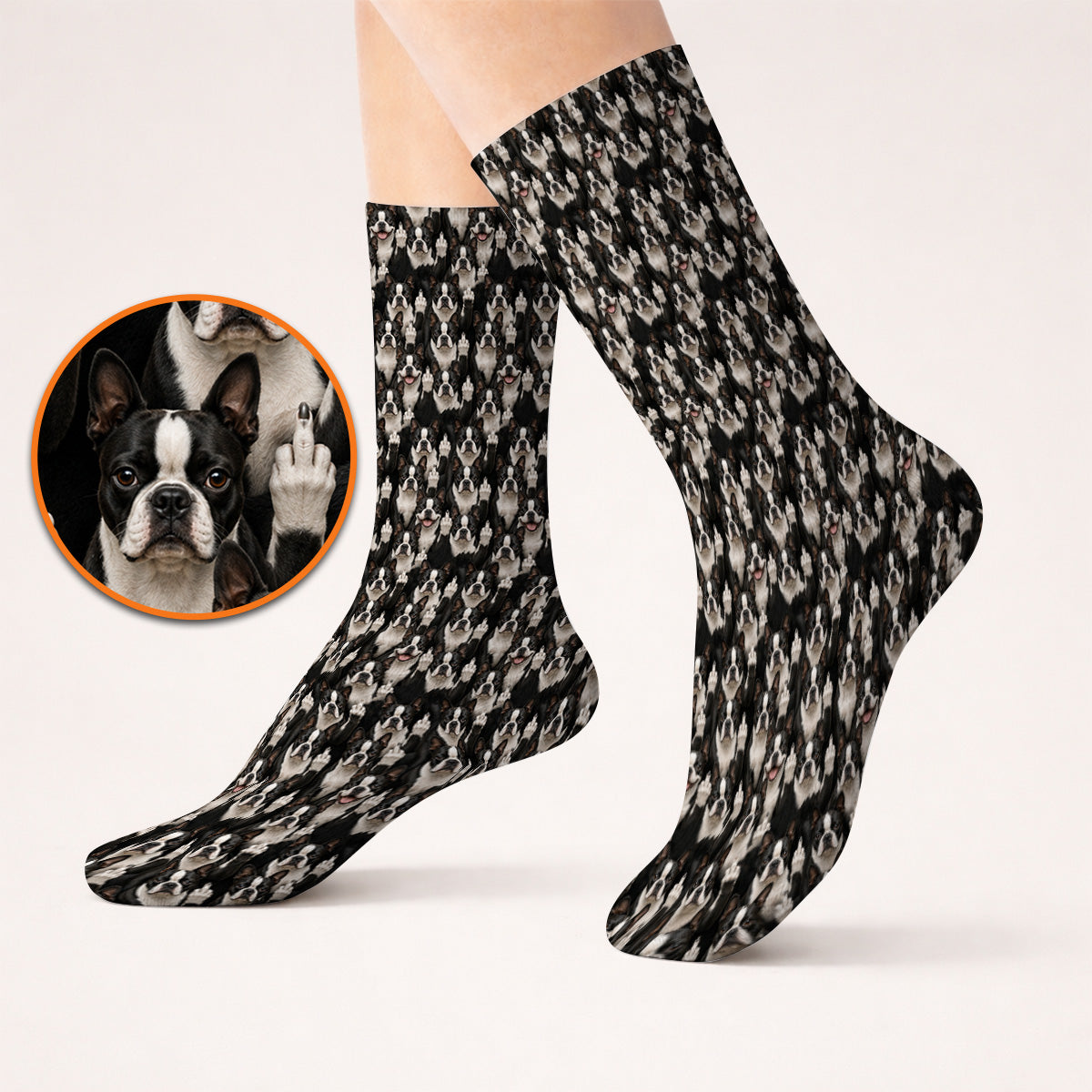 Boston Terrier Pattern Golf Socks, Funny Boston Terrier Golf Sock, Golf Gift For Golfer