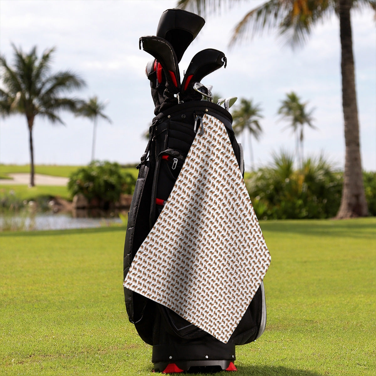 Goldendoodle Golf Towels, Funny Golfing Doodle Dog Pattern Golf Towel, Golf Gift For Golfers