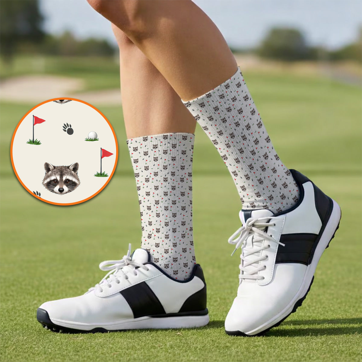 Funny Raccoon Golf Socks, Raccoon Pattern Golf Sock, Golf Gift For Golfers